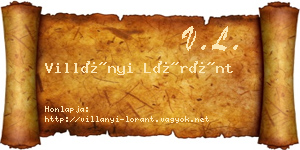 Villányi Lóránt névjegykártya